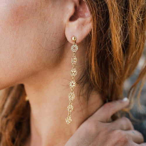 7-Chakra Golden Earrings