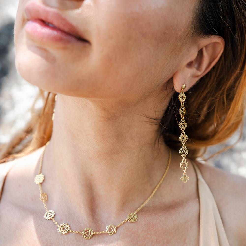 7-Chakra Golden Earrings