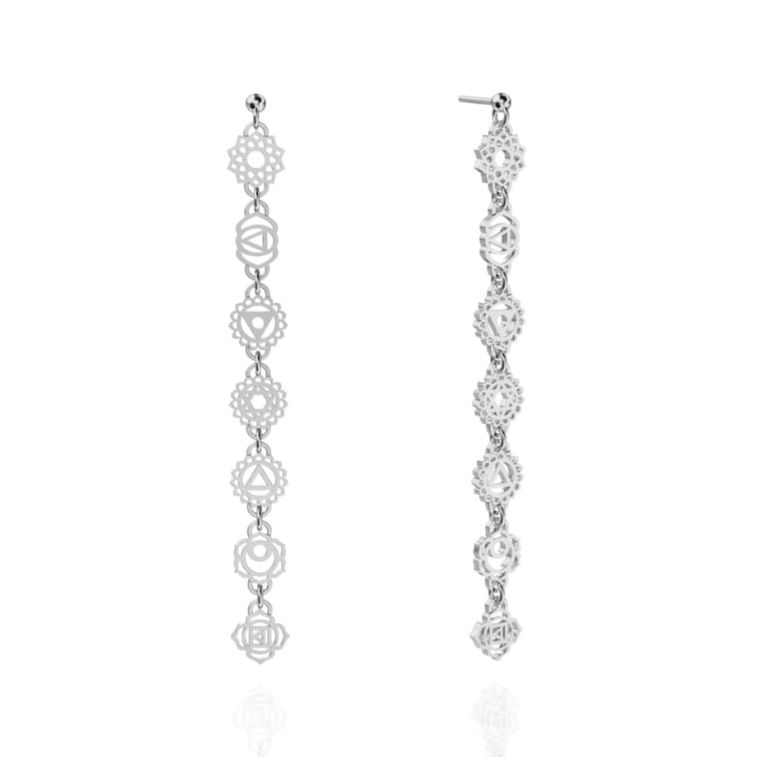 7-Chakra Silver Earrings