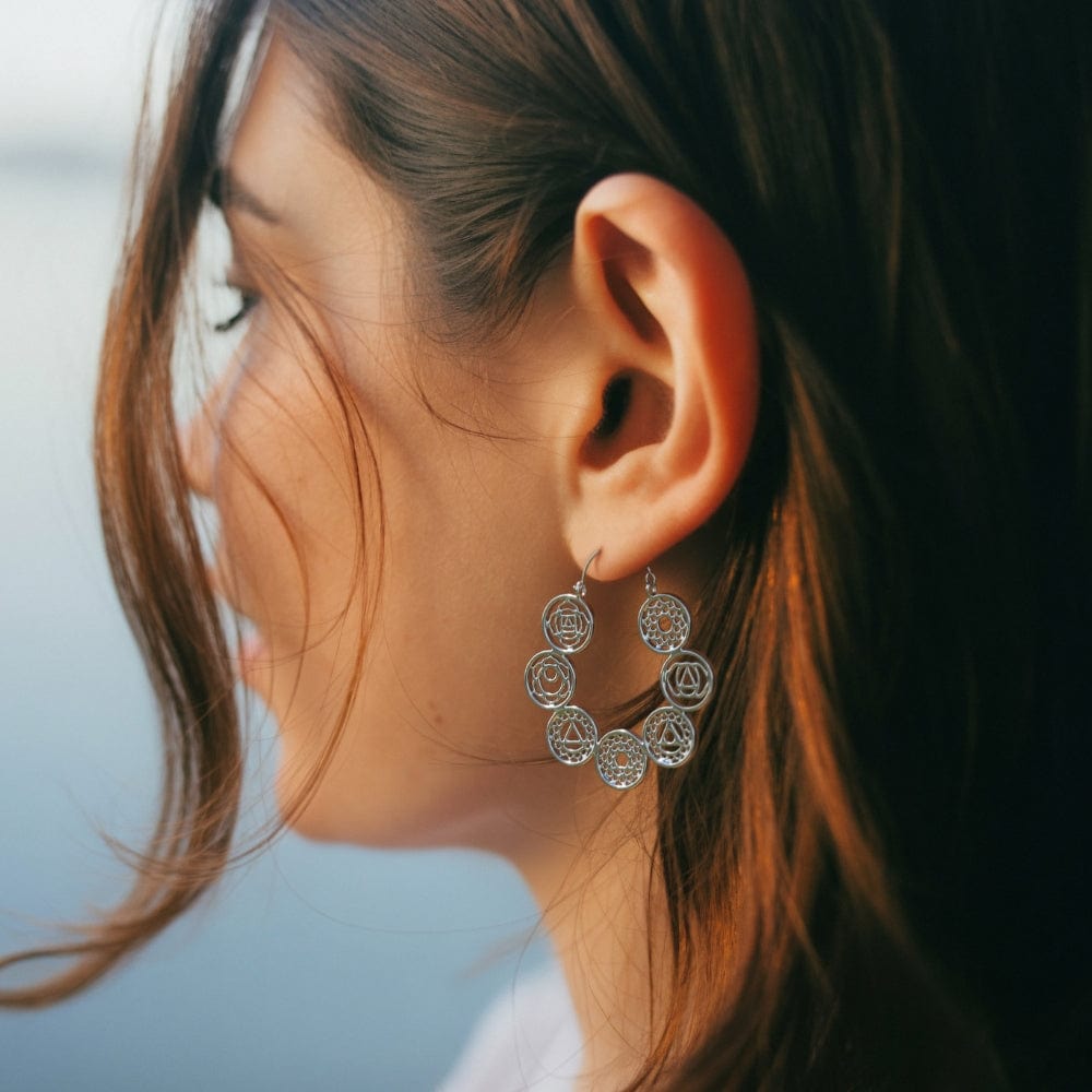 Chakra Silver Hoops