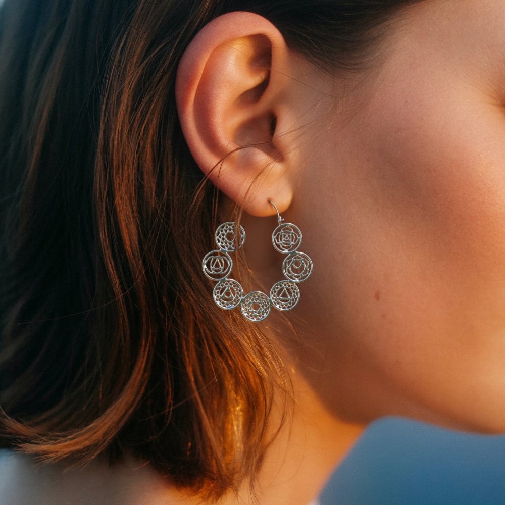 Chakra Silver Hoops
